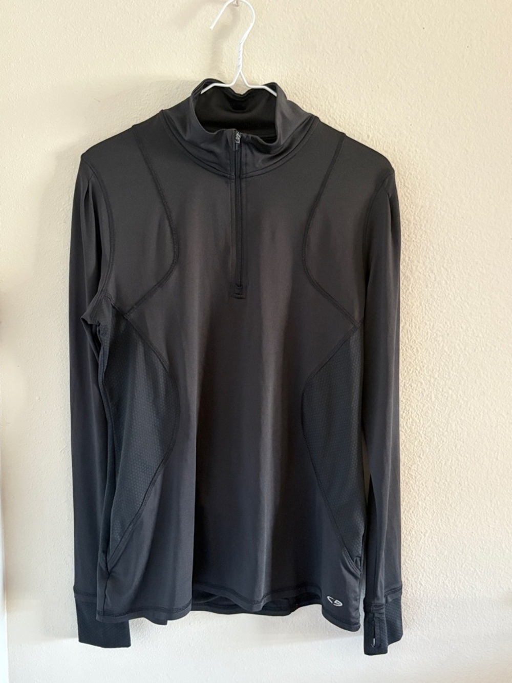 Champion Black Women's quarter zip jacket with form fitting spandex fabric